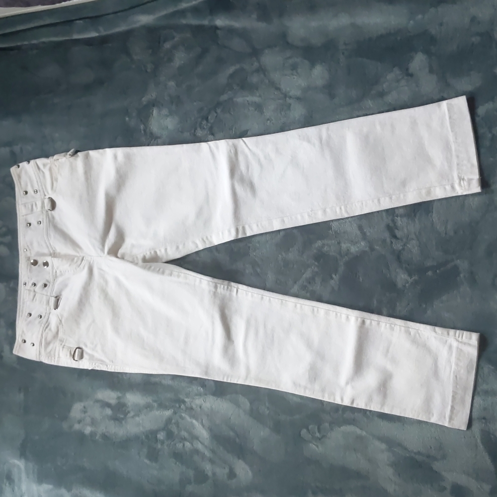 Vintage Late 90s Y2K studded white Illig jean pants size 10 cyberpunk festival
